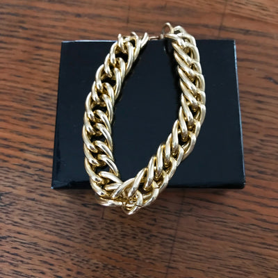 7" Light Weight Gold Metal Link Bracelet with Large Clasp 1/2" Links