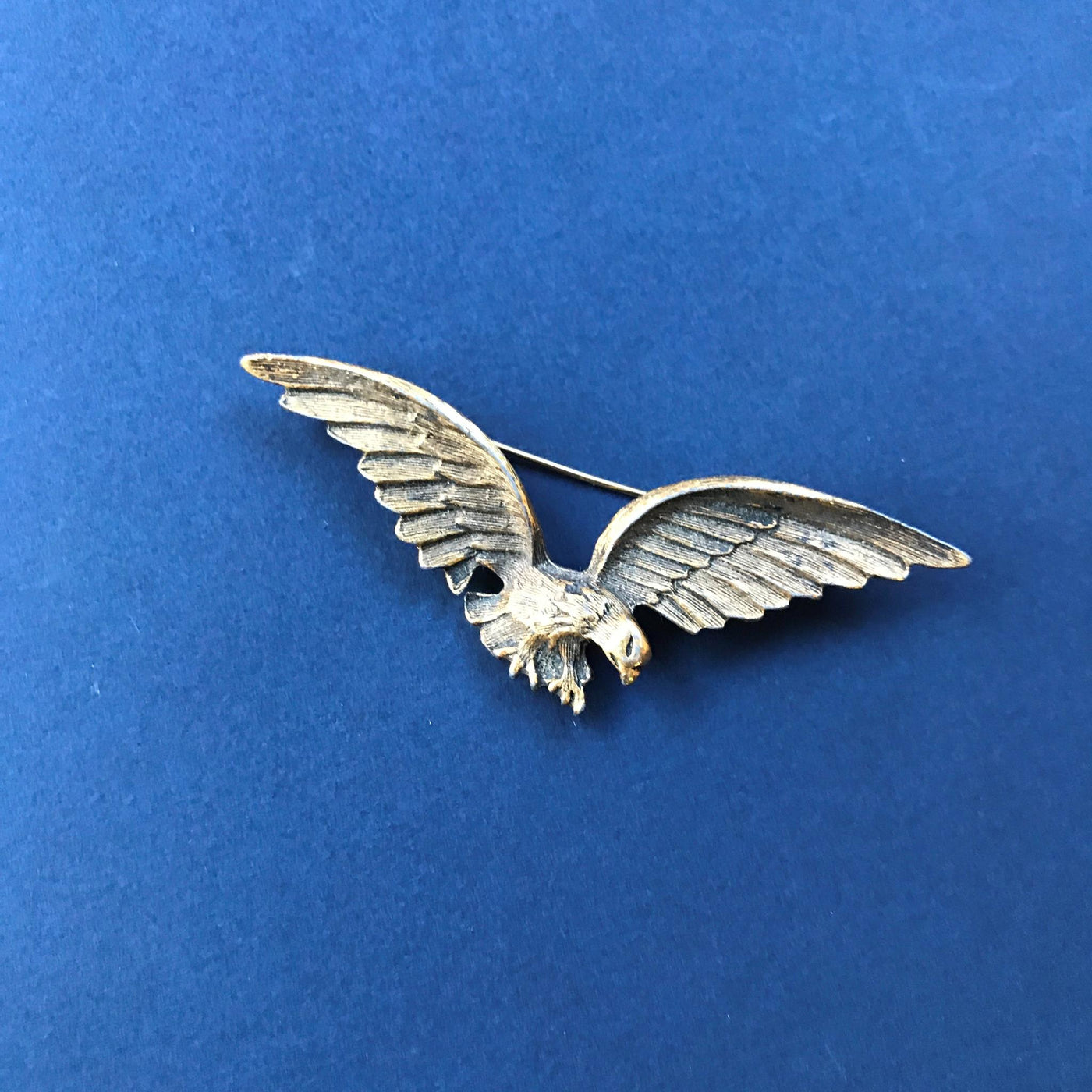 3.25" Large Flying Open Wing Landing Eagle Pin / Brooch Gold Metal