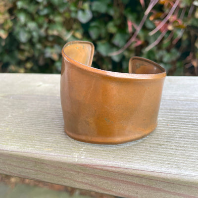 2.5" Vintage Repousse Hammered Age Patina Copper Wide Cuff