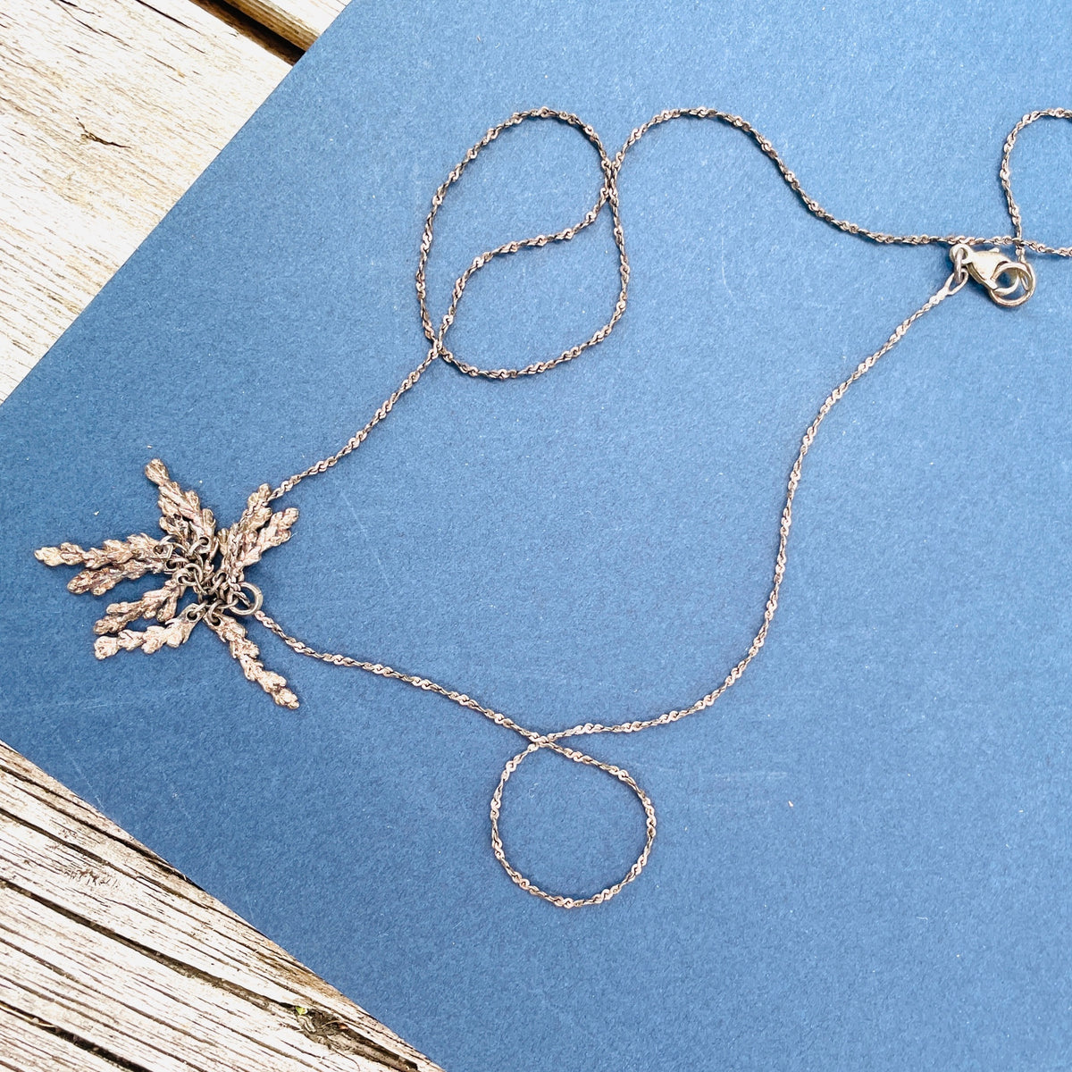 Silver 925 Twist Nature Evergreen Charms Twist Chain Necklace