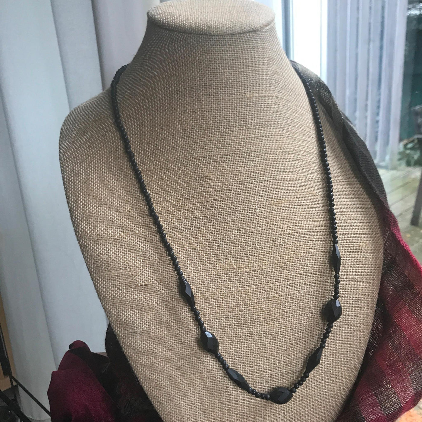 30" Black Ceramic Glass Beads Over the head