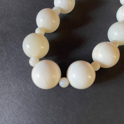 20" Igneous White Quartz Rock Marble Round Bead Necklace