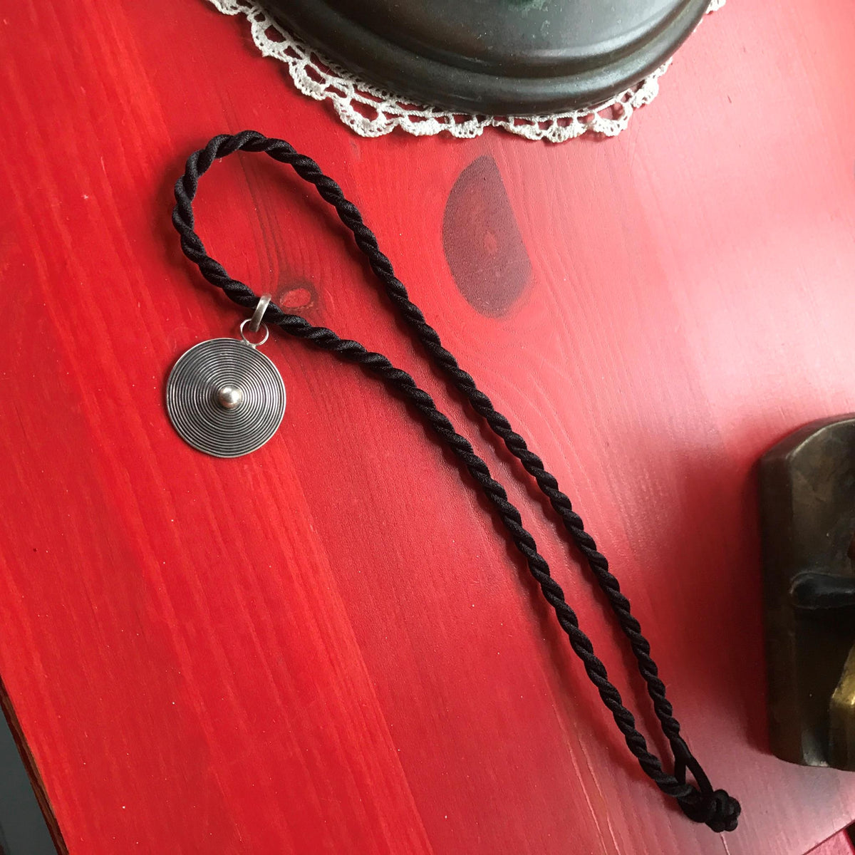 Silver 925 Medallion Primal Twist Cord & Simple Knot Clasp