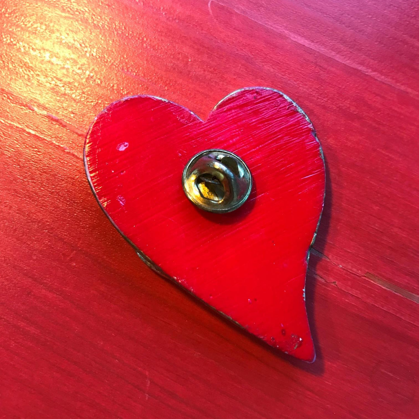 2.5" Large Heart Lapel Pin with little Gold Heart Hard Thermoplastic