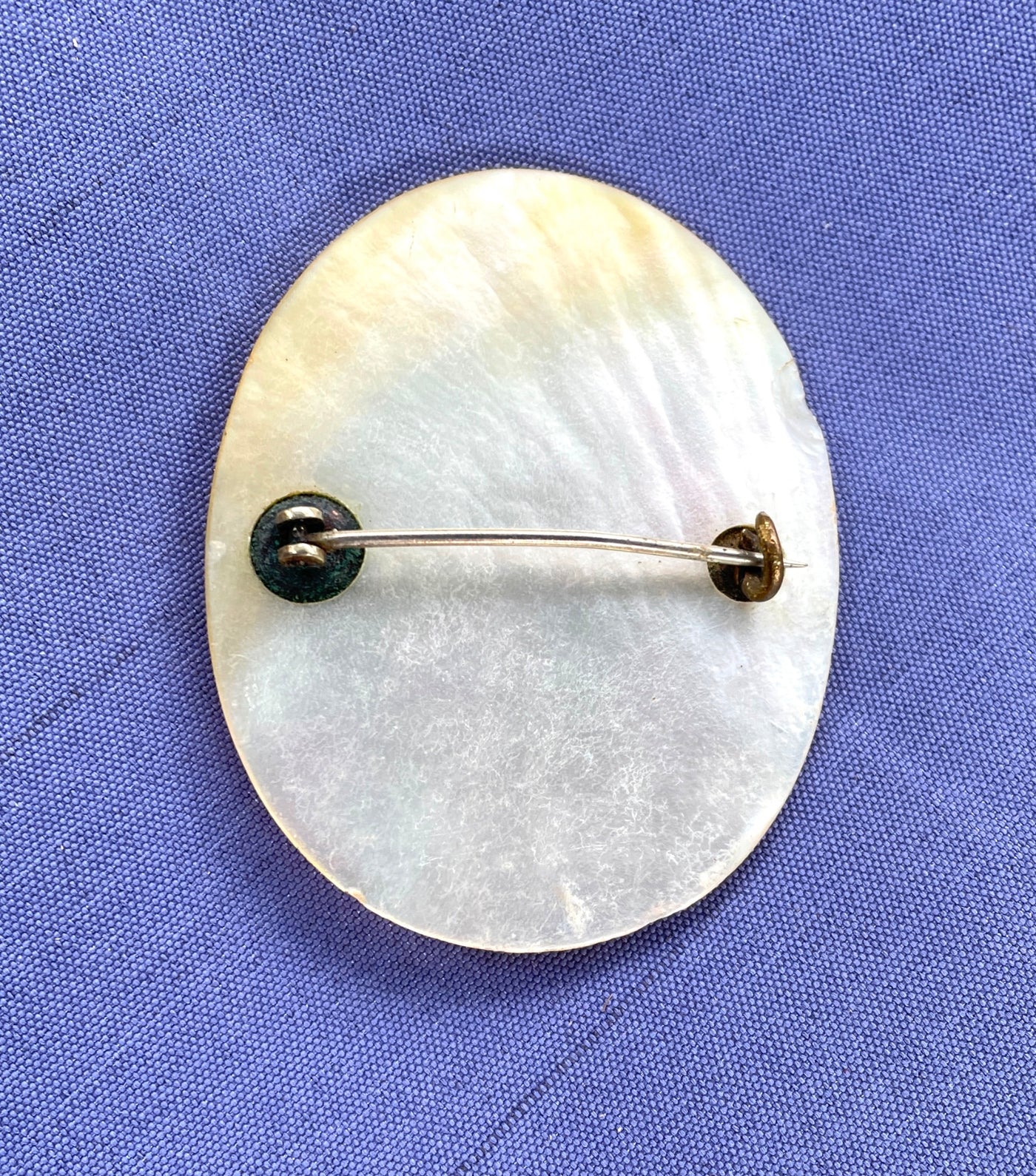 2" Antique Curved Round Shell Mother of Pearl Oval Pin