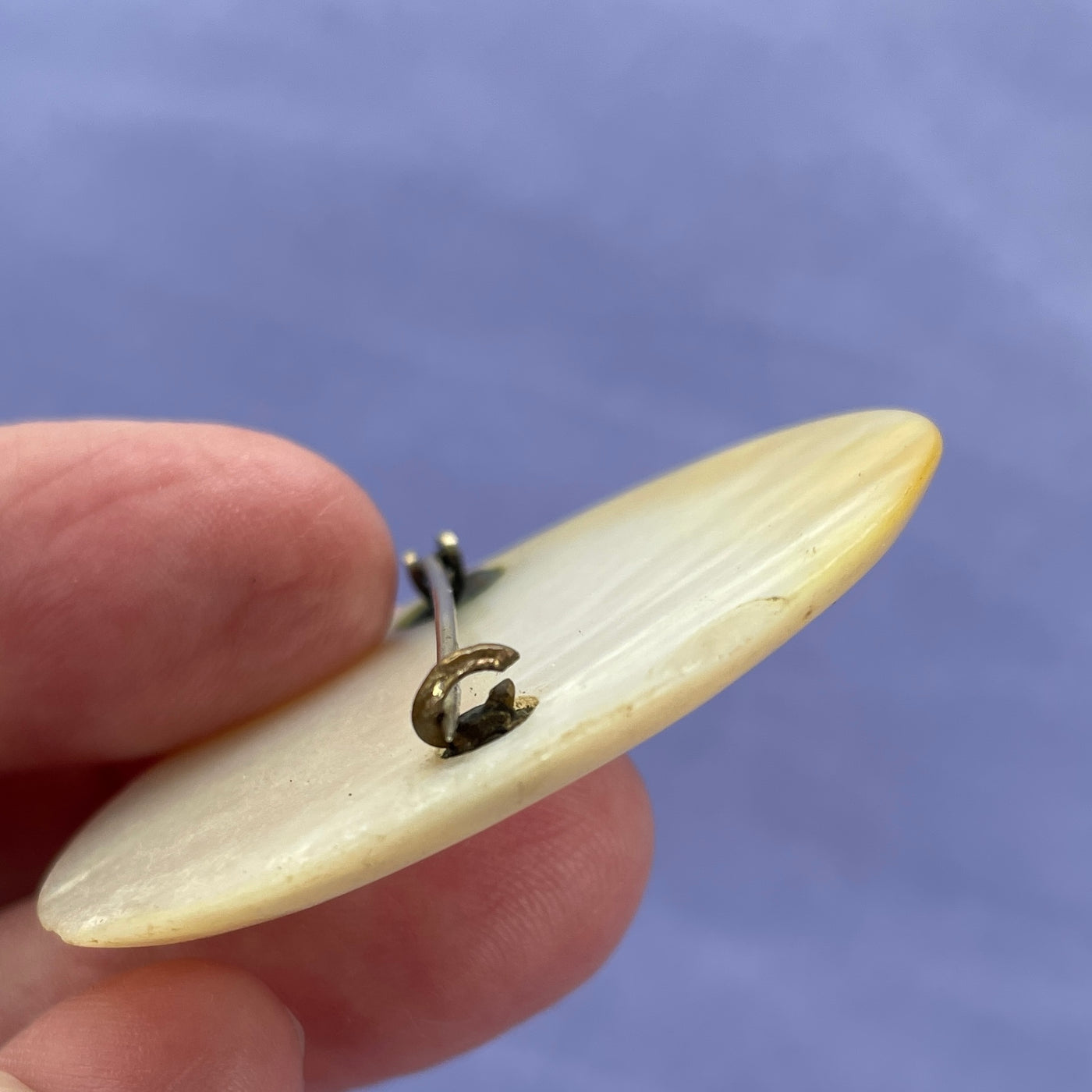 2" Antique Curved Round Shell Mother of Pearl Oval Pin