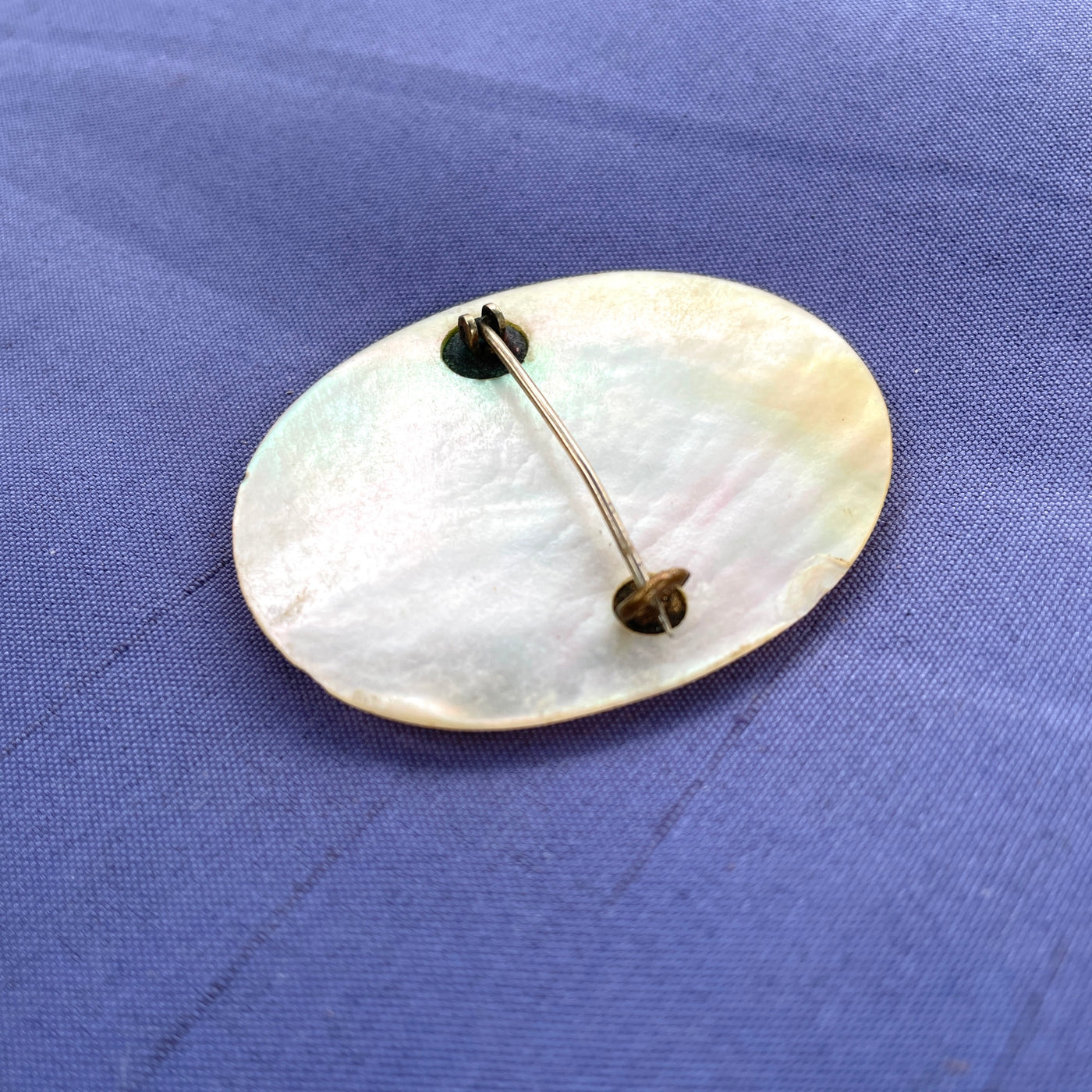 2" Antique Curved Round Shell Mother of Pearl Oval Pin