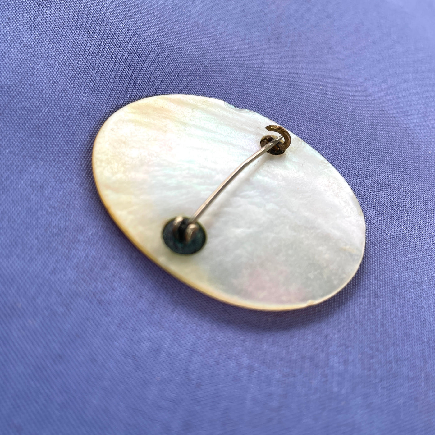 2" Antique Curved Round Shell Mother of Pearl Oval Pin